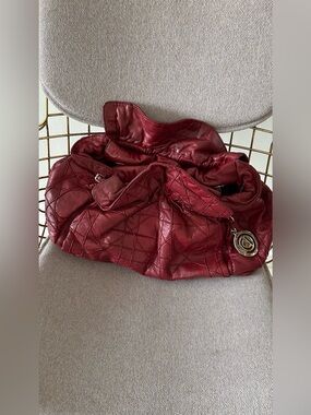 Dior Burgundy Quilted Leather Gathered Shoulder Bag